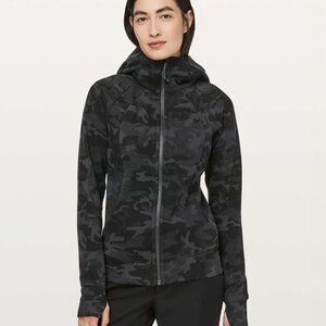 Lululemon Women's Black Fleece Gray Camouflage Scuba Full Zip Hoodie Size 4